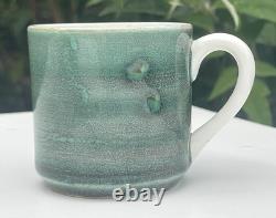 Vintage 70s 80s Gien France Ceramic Espresso Coffee Mugs Set of 6 GREEN 6cm VGC
