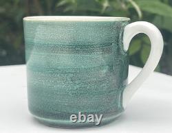 Vintage 70s 80s Gien France Ceramic Espresso Coffee Mugs Set of 6 GREEN 6cm VGC