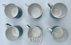 Vintage 70s 80s Gien France Ceramic Espresso Coffee Mugs Set of 6 GREEN 6cm VGC