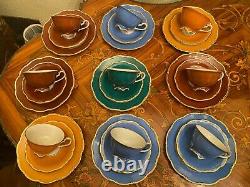 Vintage 9 Cups 9 Saucers 9 Cake Plates German V&B Lettin Porcelain Coffee Set