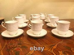 Vintage 9 cups 9 Saucers English Staffordshire Porcelain Coffee set