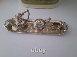 Vintage 925 Hallmarked Miniature Coffee Set 4 Piece Doll Bear Prop miniature set