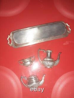 Vintage 925 Hallmarked Miniature Coffee Set 4 Piece Doll Bear Prop miniature set