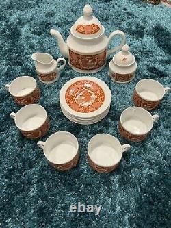 Vintage ANCAP Veritable Porcelaine Tea Set Asian(red, white, gold) Very RARE