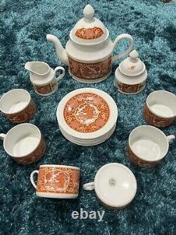 Vintage ANCAP Veritable Porcelaine Tea Set Asian(red, white, gold) Very RARE