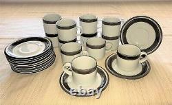 Vintage ARABIA of FINLAND KARELIA Pottery Coffee/Tea Cup & Saucer Set of 12