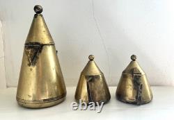 Vintage ART DECO / MODERNIST Brass EPNS COFFEE TEA SET 3 PCS Sugar Pot Creamer
