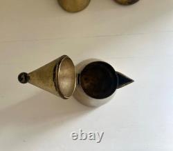 Vintage ART DECO / MODERNIST Brass EPNS COFFEE TEA SET 3 PCS Sugar Pot Creamer