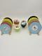 Vintage Adderley Harlequin Floral Tea Set 15 Piece Pastel Mixed Color Trios