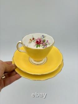 Vintage Adderley Harlequin Floral Tea Set 15 Piece Pastel Mixed Color Trios