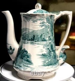 Vintage Alfred Meakin Coffee Tea Set Tintern Hand Engraved Transferware England