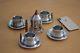Vintage Alpu Puppieni Italy Stainless Coffee Cup Saucer Plate And Pot Set, Mint