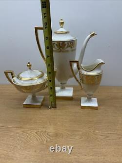 Vintage Antique Belleek by Lenox Gold Rim Coffee Tea Pot Sugar Creamer Set