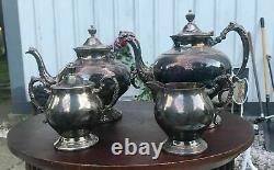 Vintage Antique Silver Plate 4 Piece Tea / Coffee Set