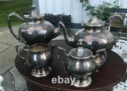 Vintage Antique Silver Plate 4 Piece Tea / Coffee Set