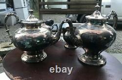 Vintage Antique Silver Plate 4 Piece Tea / Coffee Set