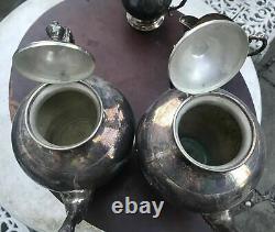 Vintage Antique Silver Plate 4 Piece Tea / Coffee Set