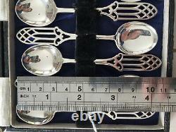Vintage Apex Set of 6 Sterling Silver Boxed Coffee Spoons