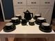 Vintage Apilco French Green & Gold 16pc Bistro Coffee Set Inc 4 Breakfast