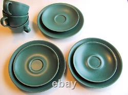 Vintage Arabia Finland 24h Set of 3 Green Coffee cups, saucers and cake plates