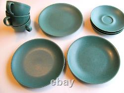 Vintage Arabia Finland 24h Set of 3 Green Coffee cups, saucers and cake plates