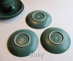 Vintage Arabia Finland 24h Set of 3 Green Coffee cups, saucers and cake plates