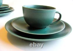 Vintage Arabia Finland 24h Set of 3 Green Coffee cups, saucers and cake plates