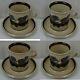 Vintage Arabia Finland Pottery Ruija 4 X Small Coffee Cup & Saucer Set 2