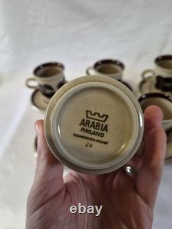 Vintage Arabia Finland Ruija Coffee Cups & Saucers Set of 5 1970s