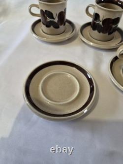 Vintage Arabia Finland Ruija Coffee Cups & Saucers Set of 5 1970s