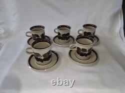 Vintage Arabia Finland Ruija Coffee Cups & Saucers Set of 5 1970s