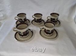 Vintage Arabia Finland Ruija Coffee Cups & Saucers Set of 5 1970s