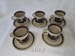 Vintage Arabia Finland Ruija Coffee Cups & Saucers Set of 5 1970s