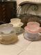 Vintage Arcopal Harlequin Set 6 Mugs Saucers Pastel Beautiful Romantic