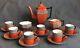 Vintage Art Deco Bursley Ltd Woods Elizabethan Coffee Pot Set Cups, Saucers X6
