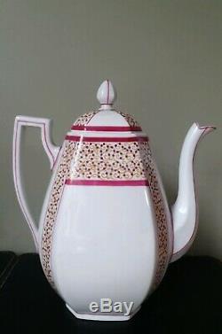Vintage Art Deco French Limoges F Porcelain Six Setting Coffee/Tea Set 17 Pieces