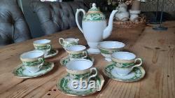 Vintage Art Deco Grosvenor China Green Duchess Coffee for Five Dates to 1938