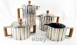 Vintage Art Deco MMA Reproduction Silverplate Tea Coffee Set after Ilonka Karasz