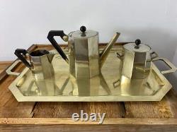 Vintage Art Deco Tea & Coffee Set with Tray Geometric Design