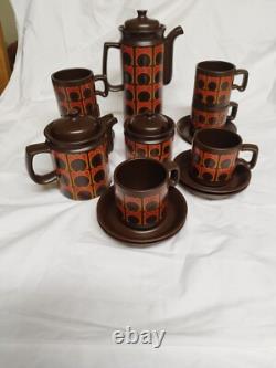 Vintage Arthur Wood Coffee Set, 15 Pieces, 1970s, Iconic Orange/Brown Pattern