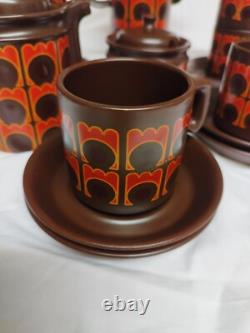Vintage Arthur Wood Coffee Set, 15 Pieces, 1970s, Iconic Orange/Brown Pattern