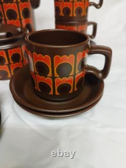 Vintage Arthur Wood Coffee Set, 15 Pieces, 1970s, Iconic Orange/Brown Pattern