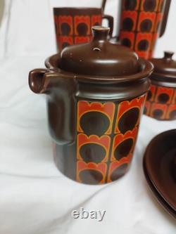 Vintage Arthur Wood Coffee Set, 15 Pieces, 1970s, Iconic Orange/Brown Pattern