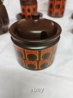 Vintage Arthur Wood Coffee Set, 15 Pieces, 1970s, Iconic Orange/Brown Pattern