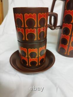 Vintage Arthur Wood Coffee Set, 15 Pieces, 1970s, Iconic Orange/Brown Pattern