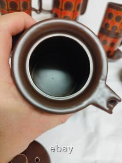 Vintage Arthur Wood Coffee Set, 15 Pieces, 1970s, Iconic Orange/Brown Pattern