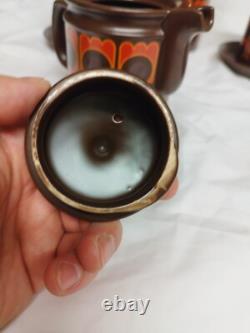 Vintage Arthur Wood Coffee Set, 15 Pieces, 1970s, Iconic Orange/Brown Pattern