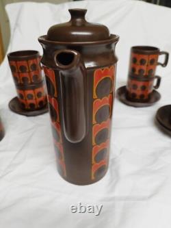 Vintage Arthur Wood Coffee Set, 15 Pieces, 1970s, Iconic Orange/Brown Pattern