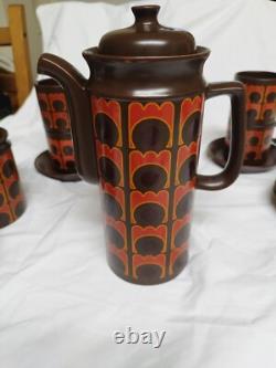 Vintage Arthur Wood Coffee Set, 15 Pieces, 1970s, Iconic Orange/Brown Pattern