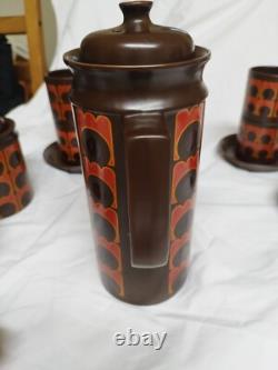 Vintage Arthur Wood Coffee Set, 15 Pieces, 1970s, Iconic Orange/Brown Pattern